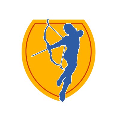 Dişi okçu bir dövüşçünün silueti ok ve yayla pozisyonunu alıyor..