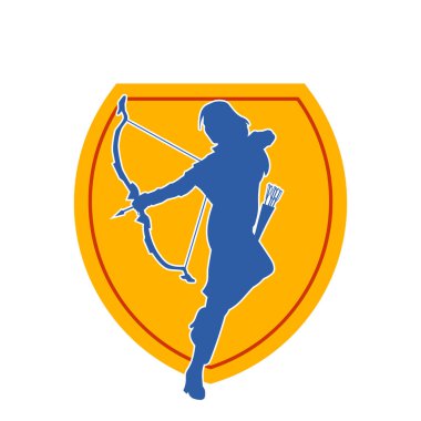 Dişi okçu bir dövüşçünün silueti ok ve yayla pozisyonunu alıyor..