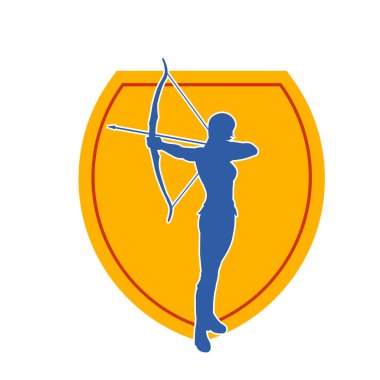 Dişi okçu bir dövüşçünün silueti ok ve yayla pozisyonunu alıyor..