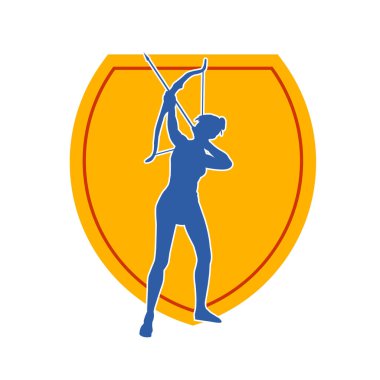 Dişi okçu bir dövüşçünün silueti ok ve yayla pozisyonunu alıyor..