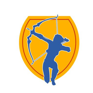 Dişi okçu bir dövüşçünün silueti ok ve yayla pozisyonunu alıyor..