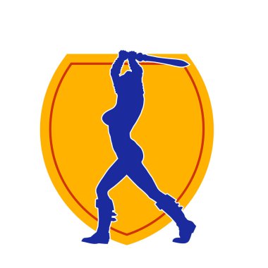 Bir kadın dövüşçünün silueti kılıç taşırken poz veriyor..