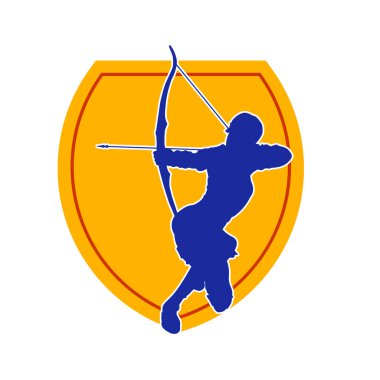 Dişi okçu bir dövüşçünün silueti ok ve yayla pozisyonunu alıyor..