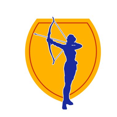 Dişi okçu bir dövüşçünün silueti ok ve yayla pozisyonunu alıyor..