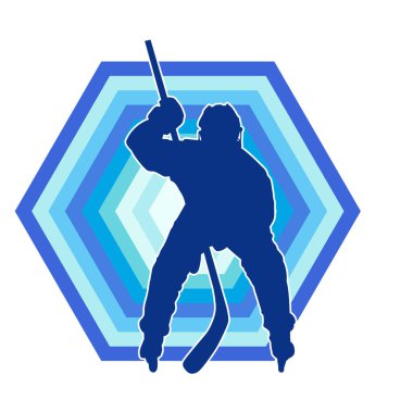 Kasklı ve üniformalı bir buz hokeyi oyuncusunun silueti.