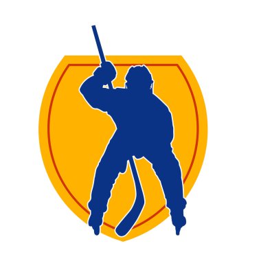 Kasklı ve üniformalı bir buz hokeyi oyuncusunun silueti.