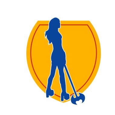 Savaşçı bir kadının silueti savaş baltası taşıyor.