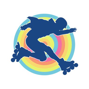 Patenli spor bir erkeğin silueti. Sportif adamın silueti Tekerlekli sandalyede iyi eğlenceler.