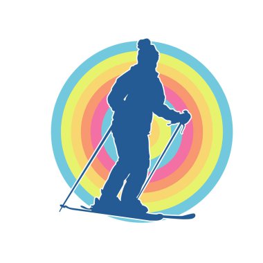 Kar sporu yapan insanların silueti. Kar kayağı yapan insanların silueti.