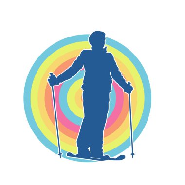 Kar sporu yapan insanların silueti. Kar kayağı yapan insanların silueti.