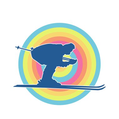 Kar sporu yapan insanların silueti. Kar kayağı yapan insanların silueti.