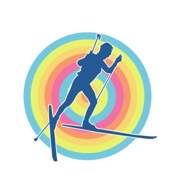 Kar sporu yapan insanların silueti. Kar kayağı yapan insanların silueti.