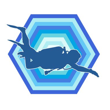 Tüple dalış yapan bir erkeğin silueti.