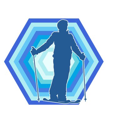 Kar sporu yapan insanların silueti. Kar kayağı yapan insanların silueti.