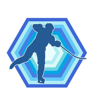 Hareket halindeki bir buz hokeyi oyuncusunun silüeti.