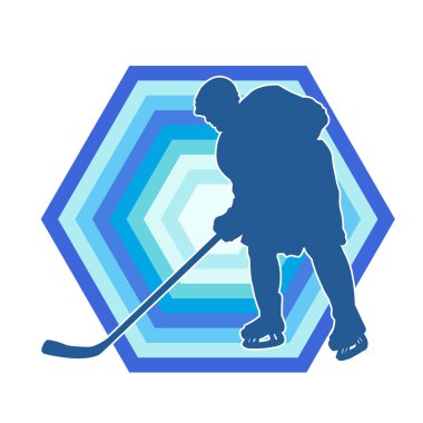 Hareket halindeki bir buz hokeyi oyuncusunun silüeti.