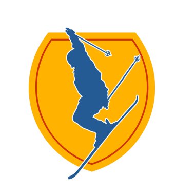 Kar sporu yapan insanların silueti. Kar kayağı yapan insanların silueti.