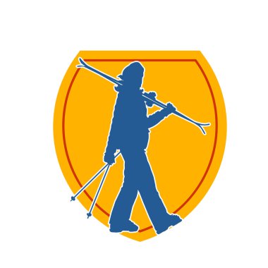 Kar sporu yapan insanların silueti. Kar kayağı yapan insanların silueti.