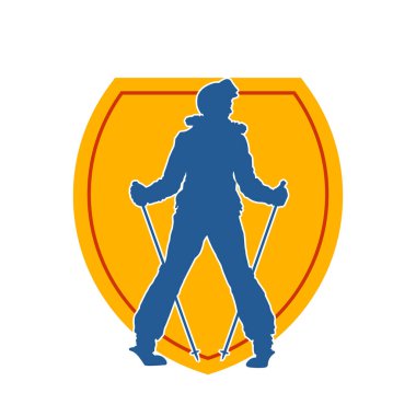 Kar sporu yapan insanların silueti. Kar kayağı yapan insanların silueti.