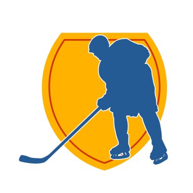 Hareket halindeki bir buz hokeyi oyuncusunun silüeti.