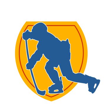 Çim hokeyi oynayan kadın atlet silueti. Çim hokeyi oynayan bir kadının silueti..