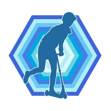 Sıradan bir kadın sürüşünün silüeti otopside veya elektrikli scooter aracında