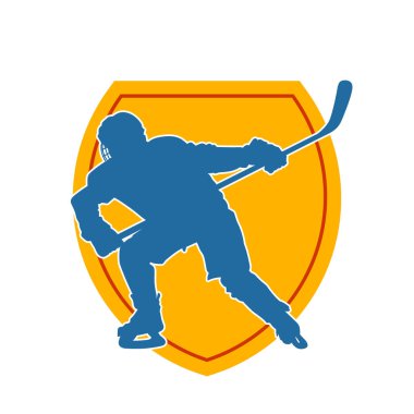 Çim hokeyi oynayan kadın atlet silueti. Çim hokeyi oynayan bir kadının silueti..