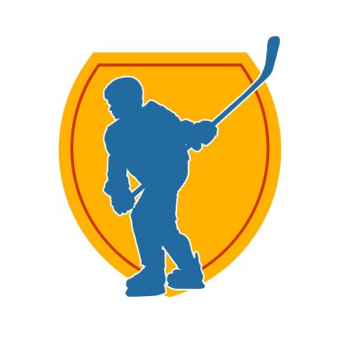 Çim hokeyi oynayan kadın atlet silueti. Çim hokeyi oynayan bir kadının silueti..