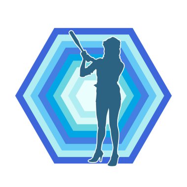 İnce bir kadın modelin silueti polis memuru kostümü giymiş beyzbol sopası taşıyor.