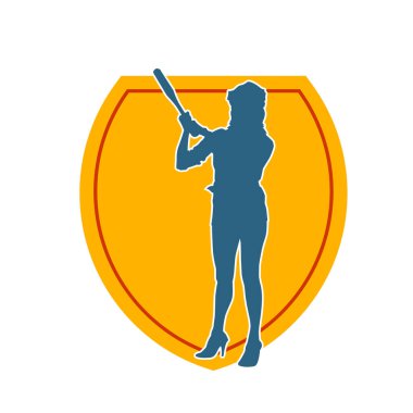 İnce bir kadın modelin silueti polis memuru kostümü giymiş beyzbol sopası taşıyor.