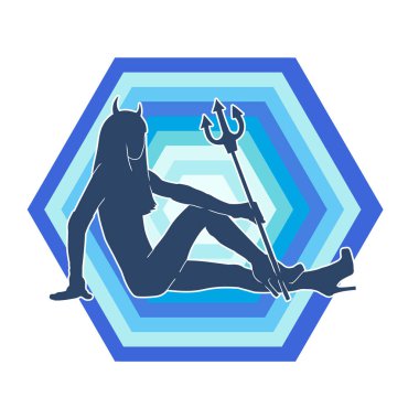 Şeytan kostümü giymiş zayıf bir kadın modelin silueti. Şeytani bir karakteri canlandıran seksi bir kadın kostümünün silüeti..