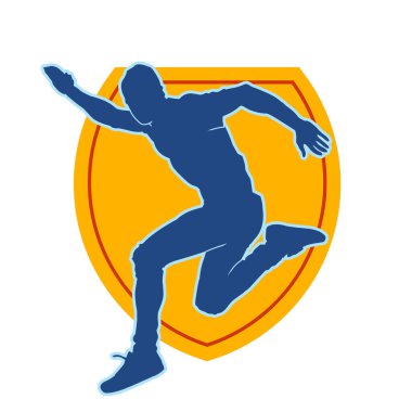 Koşu pozisyonundaki bir adamın silüeti. Siluet erkek koşusu pozu.