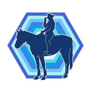 Bir kovboyun silueti at hayvanından kurtuluyor.. 