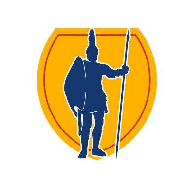 Eski bir Romalı askerin silueti. Kılıç ve demir kılıçla poz vermiş..