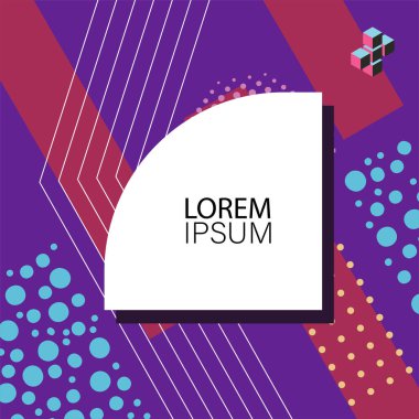 Canlı Geometrik Uyum: Oyuncu Memphis İlham Veren Soyut Tasarım. Metin alanı olan soyut arkaplan sanatı.