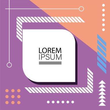 Canlı Geometrik Uyum: Oyuncu Memphis İlham Veren Soyut Tasarım. Metin alanı olan soyut arkaplan sanatı.