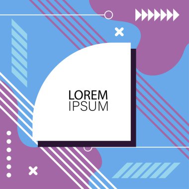 Canlı Geometrik Uyum: Oyuncu Memphis İlham Veren Soyut Tasarım. Metin alanı olan soyut arkaplan sanatı.