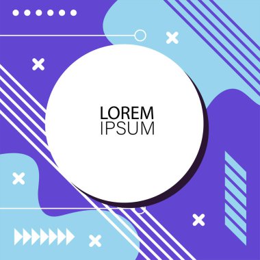 Canlı Geometrik Uyum: Oyuncu Memphis İlham Veren Soyut Tasarım. Metin alanı olan soyut arkaplan sanatı.