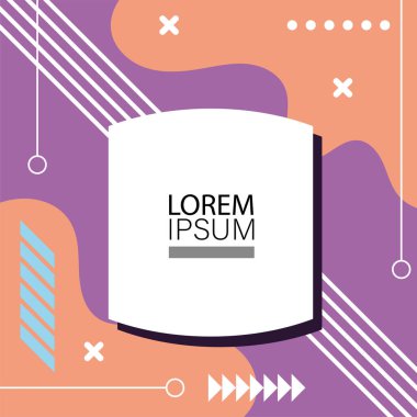 Canlı Geometrik Uyum: Oyuncu Memphis İlham Veren Soyut Tasarım. Metin alanı olan soyut arkaplan sanatı.