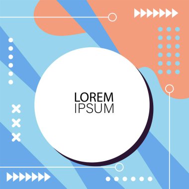 Canlı Geometrik Uyum: Oyuncu Memphis İlham Veren Soyut Tasarım. Metin alanı olan soyut arkaplan sanatı.