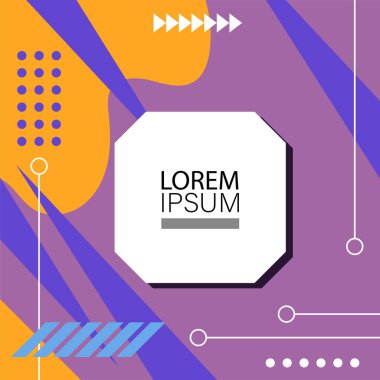 Canlı Geometrik Uyum: Oyuncu Memphis İlham Veren Soyut Tasarım. Metin alanı olan soyut arkaplan sanatı.