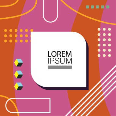 Canlı Geometrik Uyum: Oyuncu Memphis İlham Veren Soyut Tasarım. Metin alanı olan soyut arkaplan sanatı.