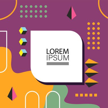 Canlı Geometrik Uyum: Oyuncu Memphis İlham Veren Soyut Tasarım. Metin alanı olan soyut arkaplan sanatı.