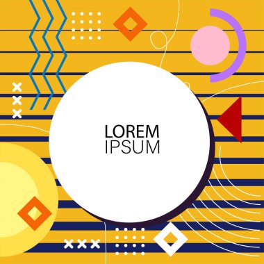 Canlı Geometrik Uyum: Oyuncu Memphis İlham Veren Soyut Tasarım. Metin alanı olan soyut arkaplan sanatı.