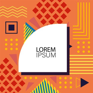 Canlı Geometrik Uyum: Oyuncu Memphis İlham Veren Soyut Tasarım. Metin alanı olan soyut arkaplan sanatı.