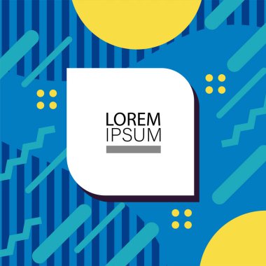 Canlı Geometrik Uyum: Oyuncu Memphis İlham Veren Soyut Tasarım. Metin alanı olan soyut arkaplan sanatı.
