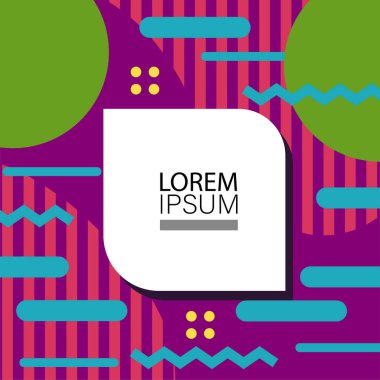 Canlı Geometrik Uyum: Oyuncu Memphis İlham Veren Soyut Tasarım. Metin alanı olan soyut arkaplan sanatı.