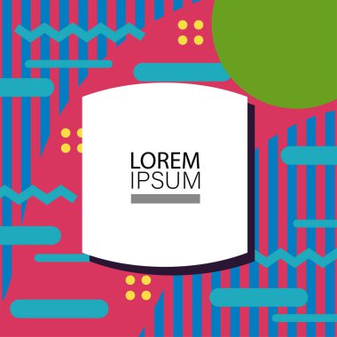 Canlı Geometrik Uyum: Oyuncu Memphis İlham Veren Soyut Tasarım. Metin alanı olan soyut arkaplan sanatı.