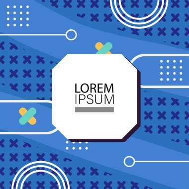 Canlı Geometrik Uyum: Oyuncu Memphis İlham Veren Soyut Tasarım. Metin alanı olan soyut arkaplan sanatı.
