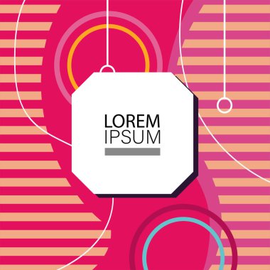 Canlı Geometrik Uyum: Oyuncu Memphis İlham Veren Soyut Tasarım. Metin alanı olan soyut arkaplan sanatı.